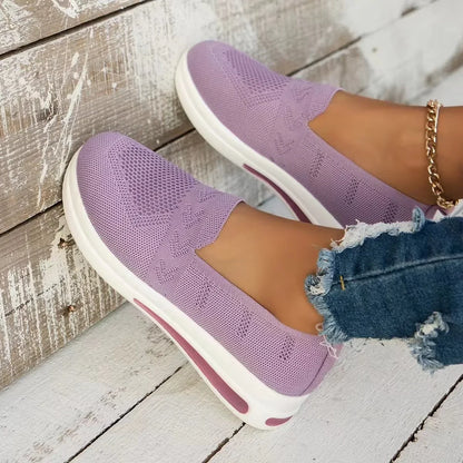 Women'S Spring Summe Casual Shoes Lightweight Breathable Knit Mesh Sneakers Woman Soft Sole Comfortable Slip on Walking Shoes