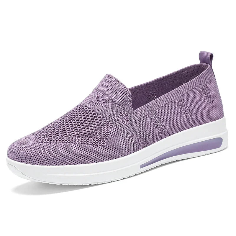 Women'S Spring Summe Casual Shoes Lightweight Breathable Knit Mesh Sneakers Woman Soft Sole Comfortable Slip on Walking Shoes