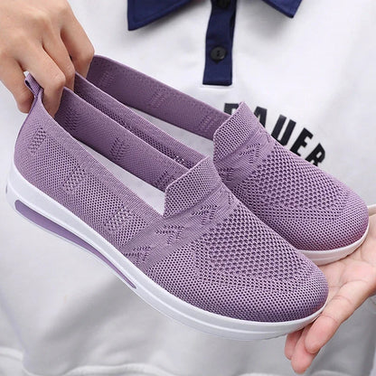 Women'S Spring Summe Casual Shoes Lightweight Breathable Knit Mesh Sneakers Woman Soft Sole Comfortable Slip on Walking Shoes