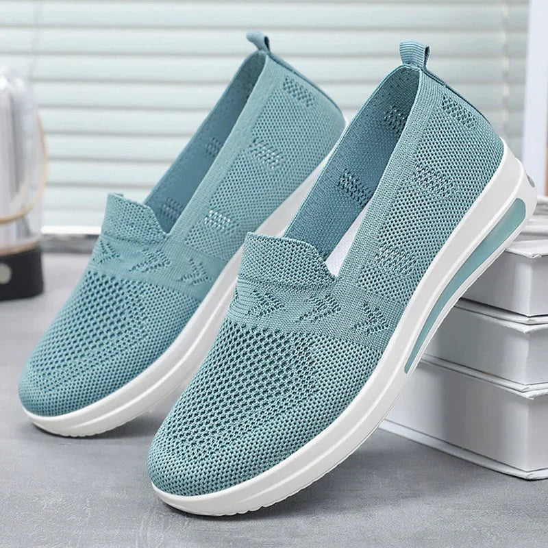 Women'S Spring Summe Casual Shoes Lightweight Breathable Knit Mesh Sneakers Woman Soft Sole Comfortable Slip on Walking Shoes