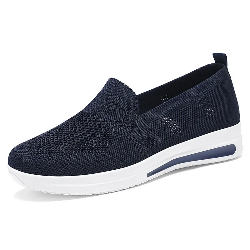 Women'S Spring Summe Casual Shoes Lightweight Breathable Knit Mesh Sneakers Woman Soft Sole Comfortable Slip on Walking Shoes