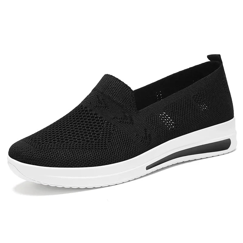 Women'S Spring Summe Casual Shoes Lightweight Breathable Knit Mesh Sneakers Woman Soft Sole Comfortable Slip on Walking Shoes