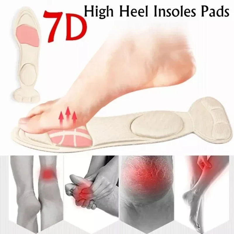 7D Soft Memory Foam Insole Pad Inserts Heel Post Back Breathable Anti-Slip for Women High Heel Shoe Shoe Arch Support Insoles