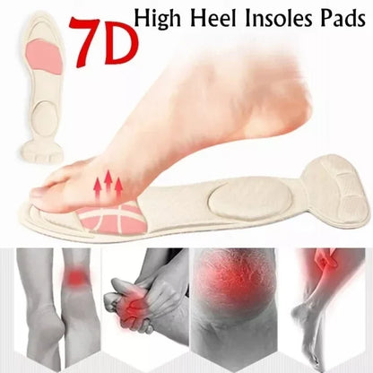 7D Soft Memory Foam Insole Pad Inserts Heel Post Back Breathable Anti-Slip for Women High Heel Shoe Shoe Arch Support Insoles